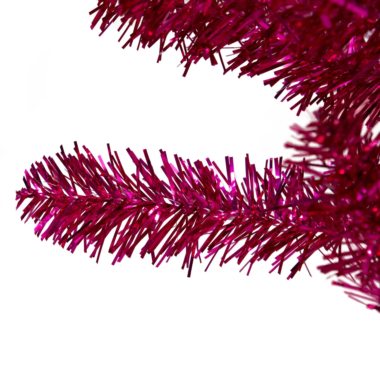 9' Metallic Pink Tinsel Artificial Christmas Tree - Unlit 7 9' Metallic Pink Tinsel Artificial Christmas Tree - Unlit - Image 5