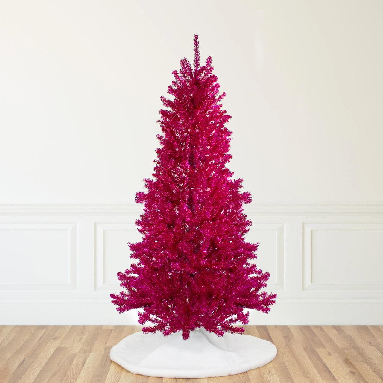 9' Metallic Pink Tinsel Artificial Christmas Tree - Unlit 3 9' Metallic Pink Tinsel Artificial Christmas Tree - Unlit