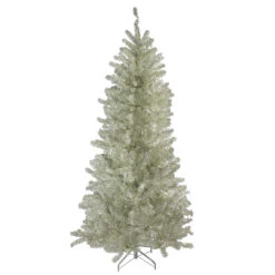 9' Metallic Platinum Artificial Tinsel Christmas Tree - Unlit