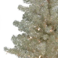9' Pre-Lit Metallic Platinum Artificial Tinsel Christmas Tree - Clear Lights -Optimal Christmas Shop northlight v27312 2 25647.1682519900