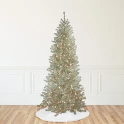 9' Pre-Lit Metallic Platinum Artificial Tinsel Christmas Tree - Clear Lights