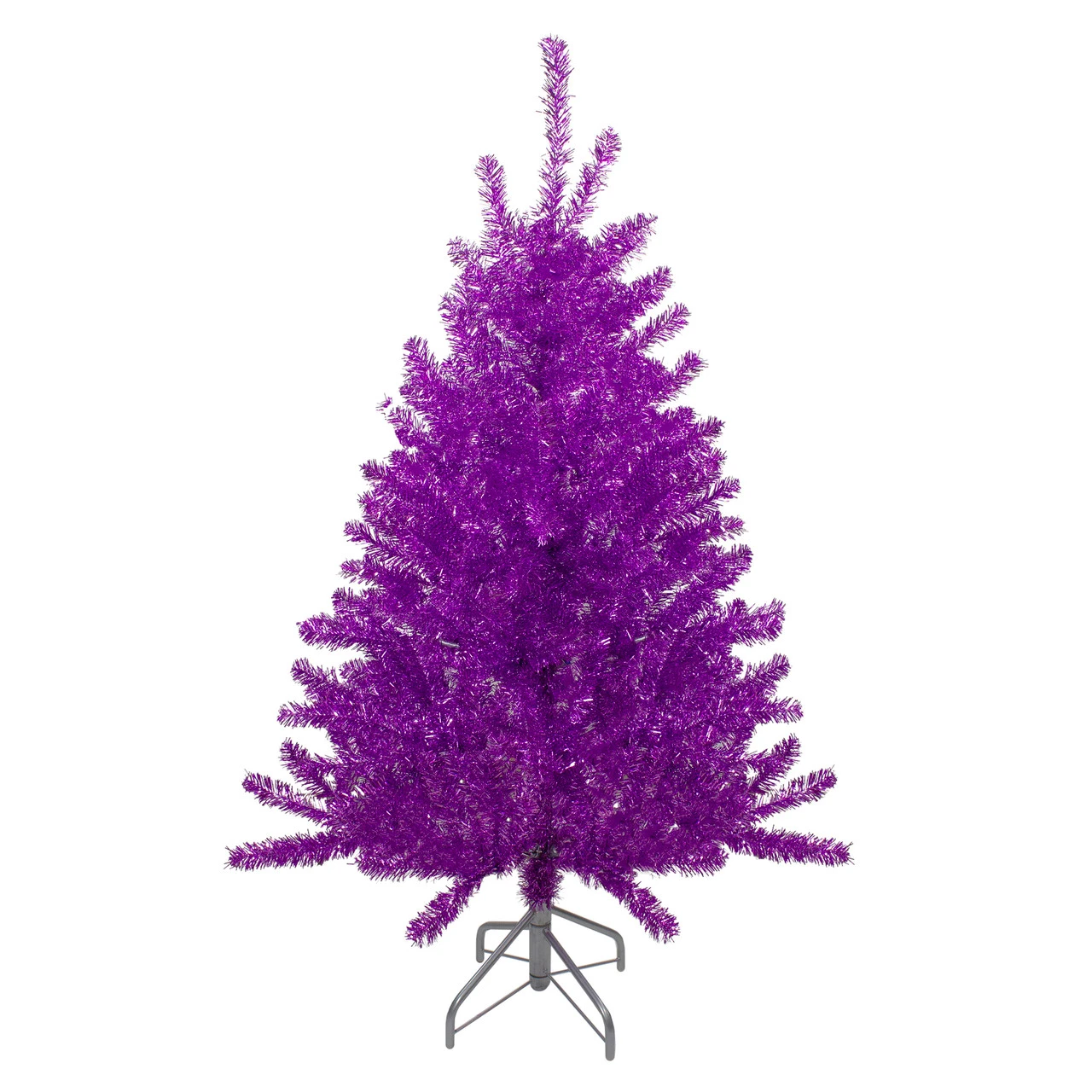 4.5' Metallic Purple Tinsel Artificial Christmas Tree -Unlit 3 4.5' Metallic Purple Tinsel Artificial Christmas Tree -Unlit