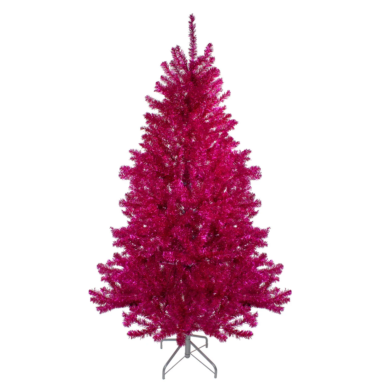 6' Metallic Pink Tinsel Artificial Christmas Tree - Unlit 3 6' Metallic Pink Tinsel Artificial Christmas Tree - Unlit