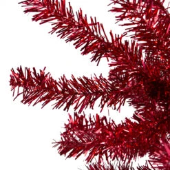 7' Metallic Red Tinsel Artificial Christmas Tree - Unlit -Optimal Christmas Shop northlight v27326 3 72223.1676305758
