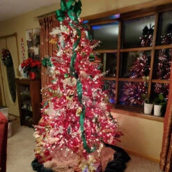 7' Metallic Red Tinsel Artificial Christmas Tree - Unlit -Optimal Christmas Shop northlight v27328 cxpic2 68096.1676305759
