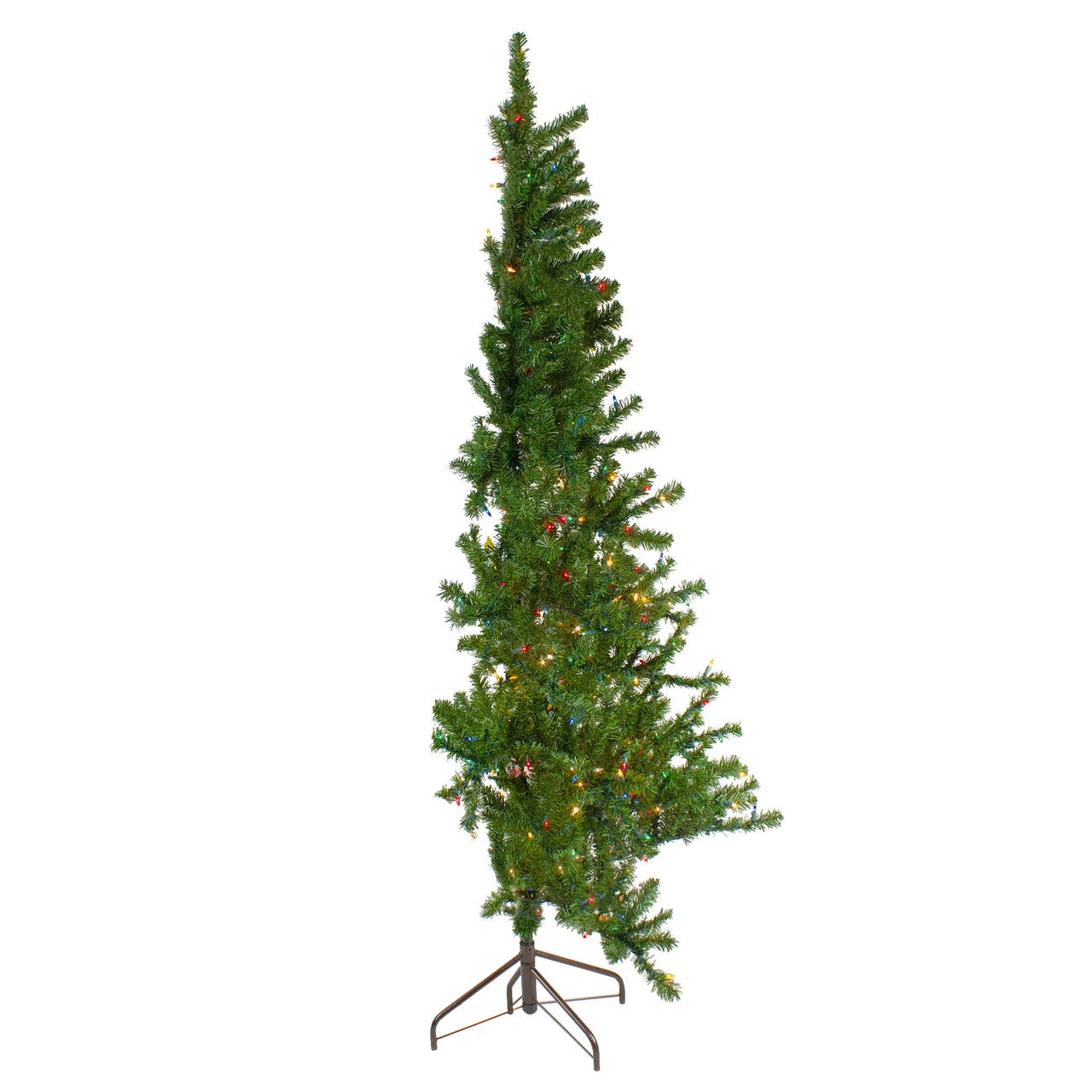 7.5' Pre-Lit Canadian Pine Slim Artificial Christmas Wall Tree - Multicolor Lights 4 7.5' Pre-Lit Canadian Pine Slim Artificial Christmas Wall Tree - Multicolor Lights - Image 2