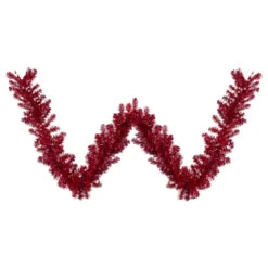 9' X 12" Metallic Red Tinsel Artificial Christmas Garland, Unlit