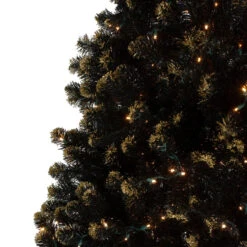 Pre-Lit LED Black Crystal Pine With Gold Glitter Artificial Christmas Tree - 7.5 Ft Clear Lights -Optimal Christmas Shop northlight v27364 1 53346.1667573612