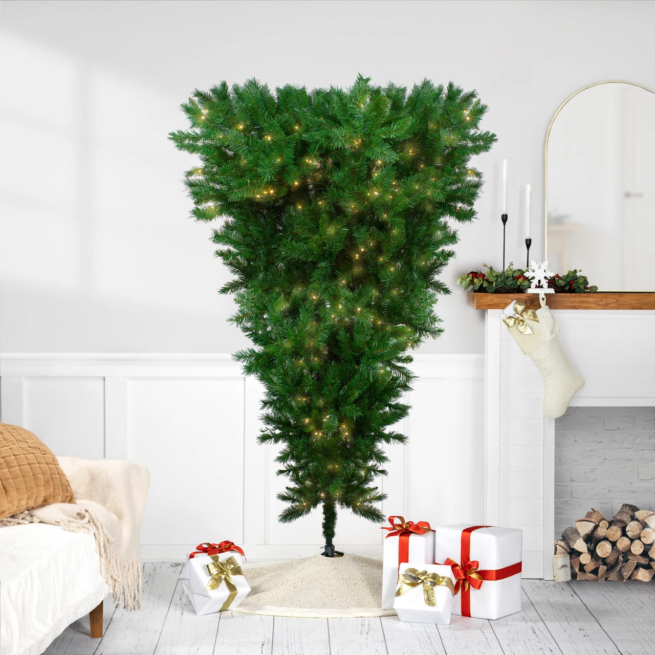 7' Pre-Lit Green Sugar Pine Upside Down Artificial Christmas Tree - Clear Lights 3 7' Pre-Lit Green Sugar Pine Upside Down Artificial Christmas Tree - Clear Lights