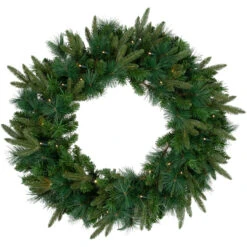 Pre-Lit Green Mixed Rosemary Emerald Angel Pine Artificial Christmas Wreath - 30-Inch, Clear Lights
