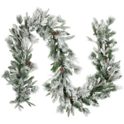 9' X 14" Flocked Rosemary Emerald Angel Pine Artificial Christmas Garland - Unlit