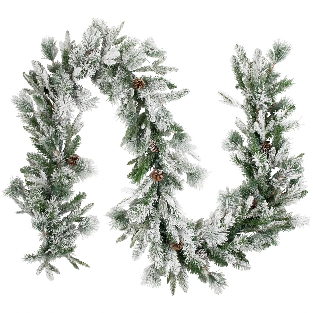 9' X 14" Pre-Lit Flocked Mixed Rosemary Emerald Pine Artificial Christmas Garland - Clear LED Lights 4 9' X 14" Pre-Lit Flocked Mixed Rosemary Emerald Pine Artificial Christmas Garland - Clear LED Lights - Image 2