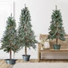 Set Of 3 Pre-Lit Flocked Alpine Artificial Christmas Trees 5' - Multi Lights -Optimal Christmas Shop northlight v27430updated 87873.1667533893