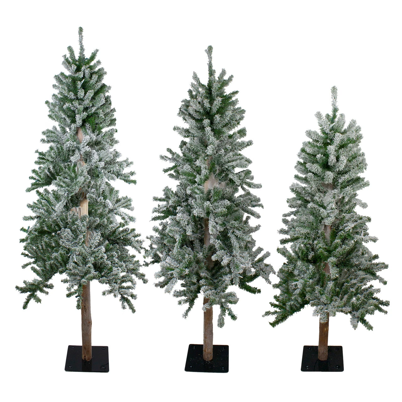 Set Of 3 Slim Flocked Alpine Artificial Christmas Trees 6' - Unlit 4 Set Of 3 Slim Flocked Alpine Artificial Christmas Trees 6' - Unlit - Image 2