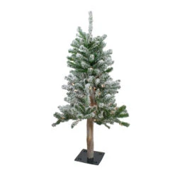 3' Pre-Lit Flocked Alpine Artificial Christmas Tree - Clear Lights