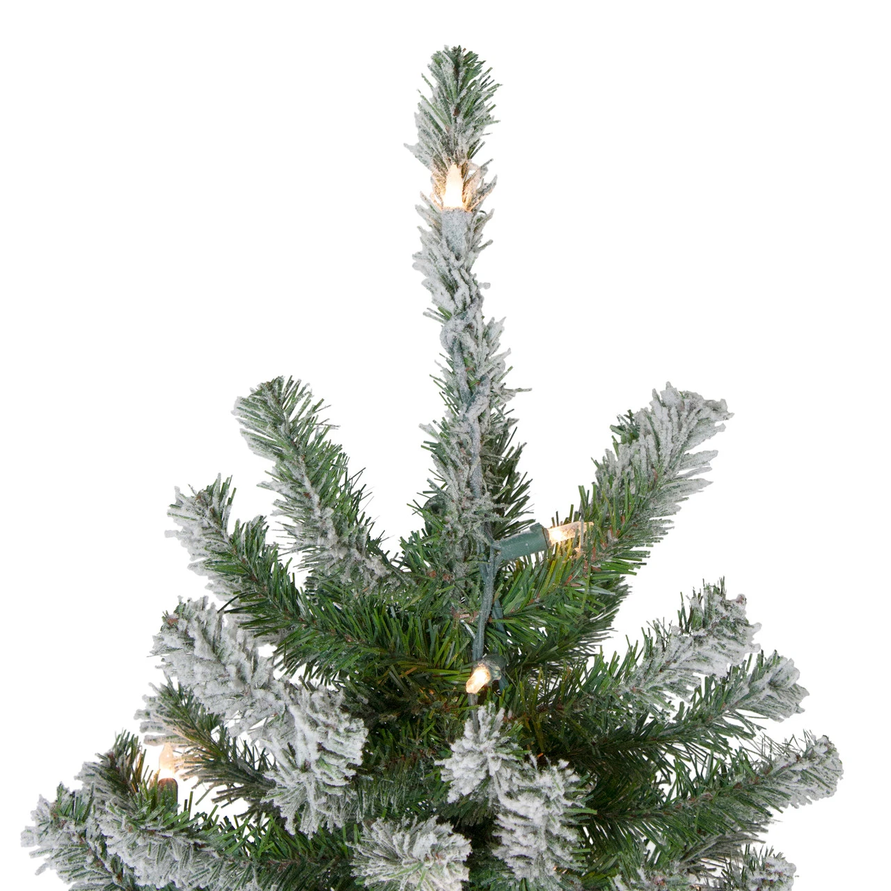 7' Pre-Lit Pencil Flocked Alpine Artificial Christmas Tree - Clear Lights 6 7' Pre-Lit Pencil Flocked Alpine Artificial Christmas Tree - Clear Lights - Image 4