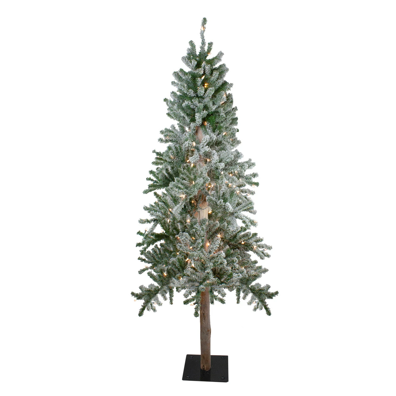 7' Pre-Lit Pencil Flocked Alpine Artificial Christmas Tree - Clear Lights 3 7' Pre-Lit Pencil Flocked Alpine Artificial Christmas Tree - Clear Lights