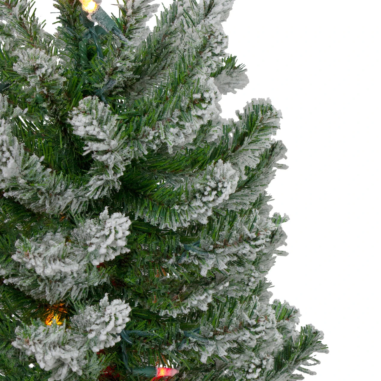 Set Of 3 Pre-Lit Slim Flocked Alpine Artificial Christmas Trees 6' - Multicolor Lights 6 Set Of 3 Pre-Lit Slim Flocked Alpine Artificial Christmas Trees 6' - Multicolor Lights - Image 4
