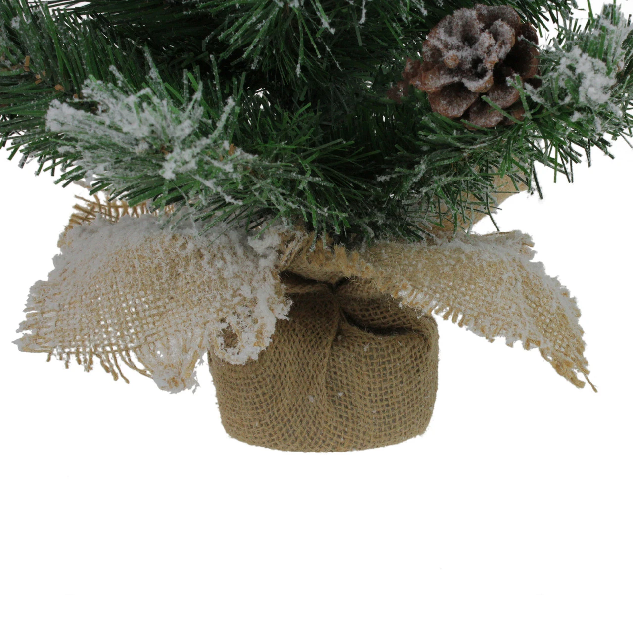 24" Flocked Pine Artificial Christmas Tree In Burlap Base - Unlit 7 24" Flocked Pine Artificial Christmas Tree In Burlap Base - Unlit - Image 5