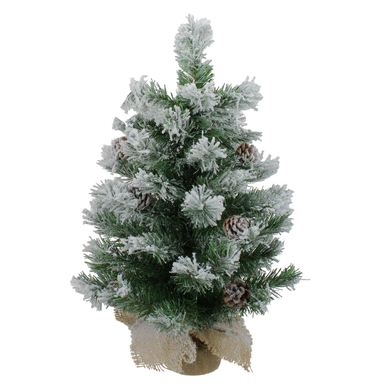 24" Flocked Pine Artificial Christmas Tree In Burlap Base - Unlit 3 24" Flocked Pine Artificial Christmas Tree In Burlap Base - Unlit