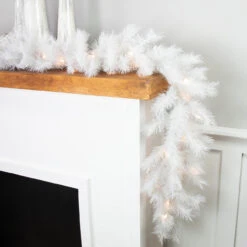 9' X 14" Pre-Lit White Alaskan Pine Artificial Christmas Garland, Warm White LED Lights -Optimal Christmas Shop northlight v94180 styled 2 83102.1684869190