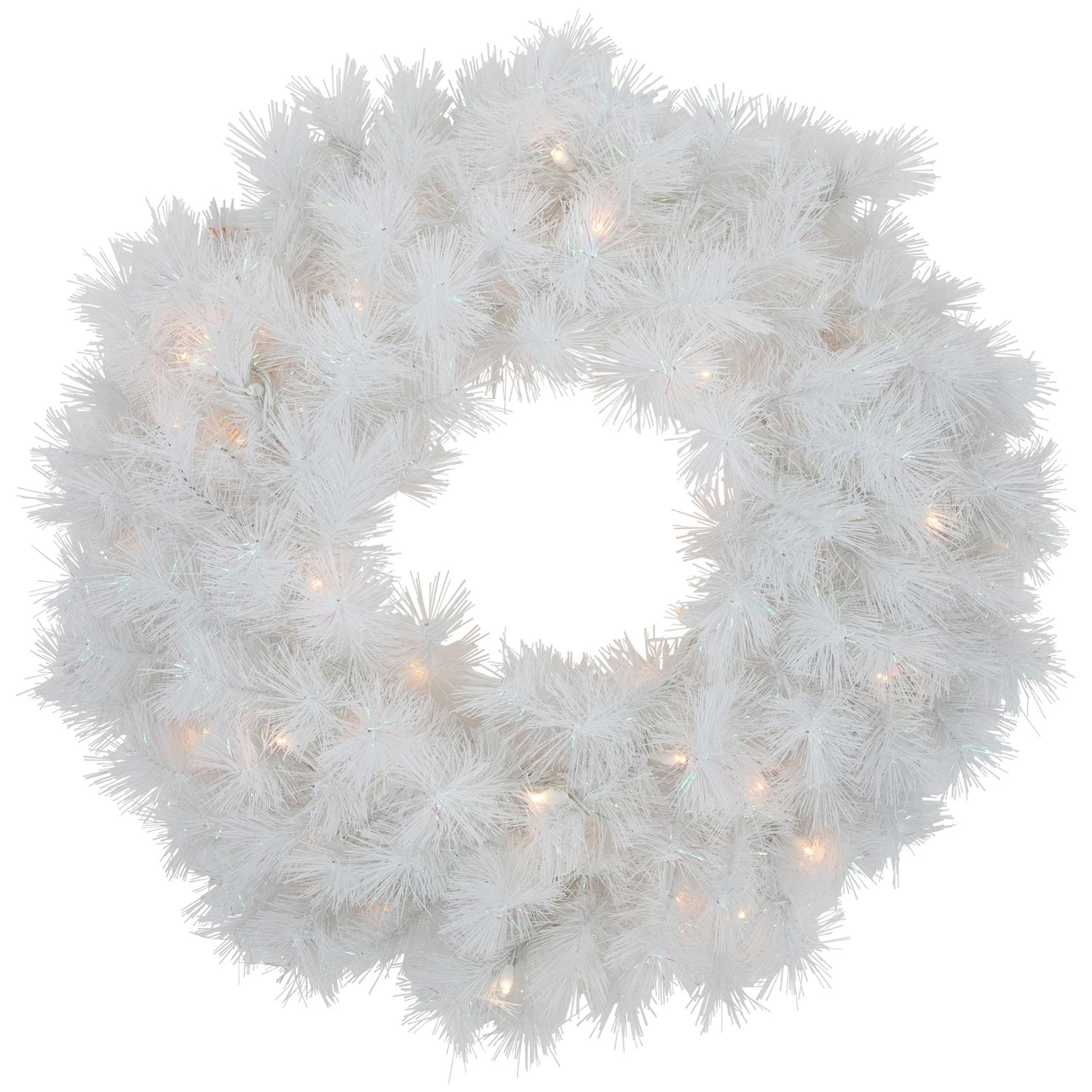 Pre-Lit White Alaskan Pine Artificial Christmas Wreath, 24-Inch, Warm White LED Lights 3 Pre-Lit White Alaskan Pine Artificial Christmas Wreath, 24-Inch, Warm White LED Lights