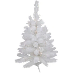 3' Pre-Lit White Alaskan Pine Artificial Christmas Tree, Warm White LED Lights
