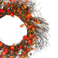 Leaves And Berries Artificial Fall Harvest Twig Wreath - 24 Inch, Unlit -Optimal Christmas Shop northlight vm02192 2 08424.1667573572