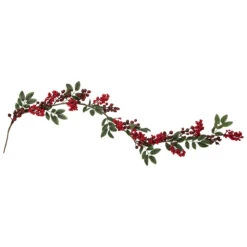 5' X 3.25" Red Berries With Leaves Artificial Christmas Garland, Unlit 9 5' X 3.25" Red Berries With Leaves Artificial Christmas Garland, Unlit -Optimal Christmas Shop northlight vm02194 1update 78138.1667530660