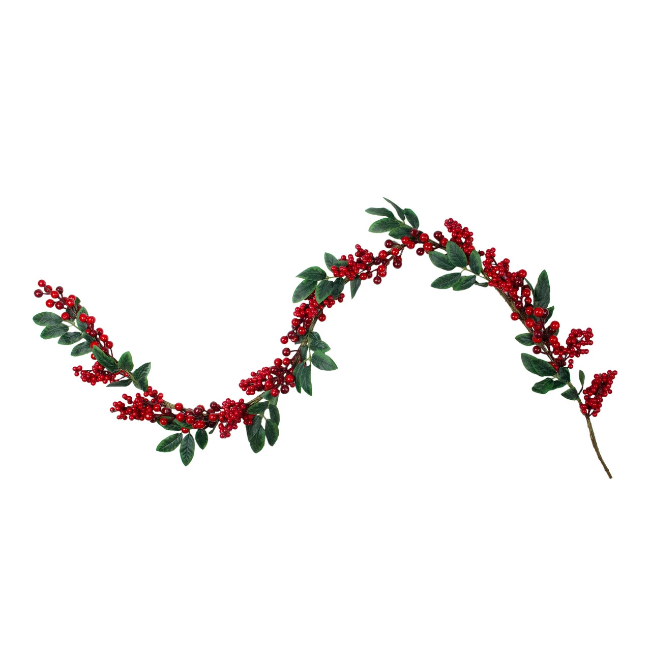 5' X 3.25" Red Berries With Leaves Artificial Christmas Garland, Unlit 3 5' X 3.25" Red Berries With Leaves Artificial Christmas Garland, Unlit