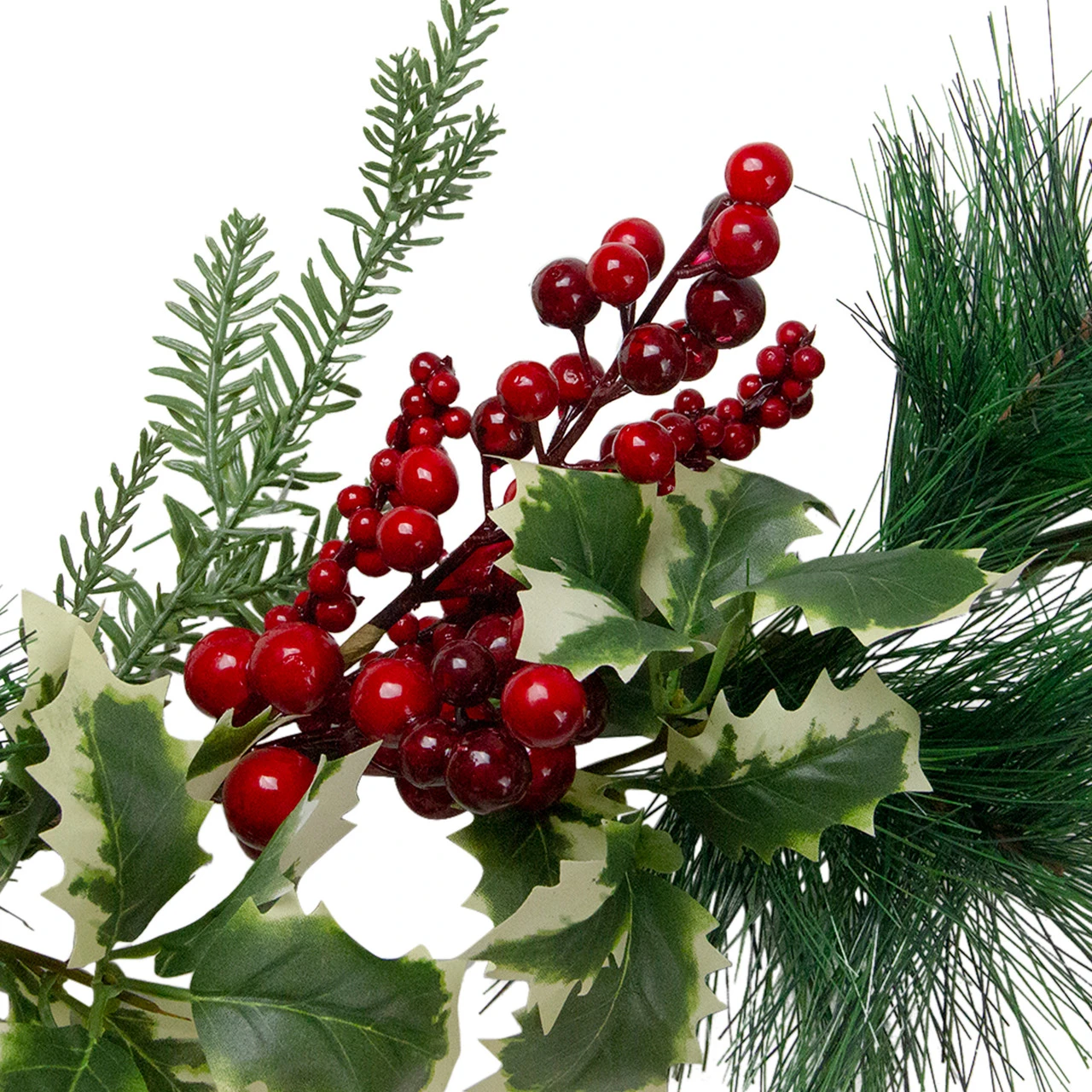 5' X 5" Holly And Pine Springs Artificial Christmas Garland - Unlit 5 5' X 5" Holly And Pine Springs Artificial Christmas Garland - Unlit - Image 3
