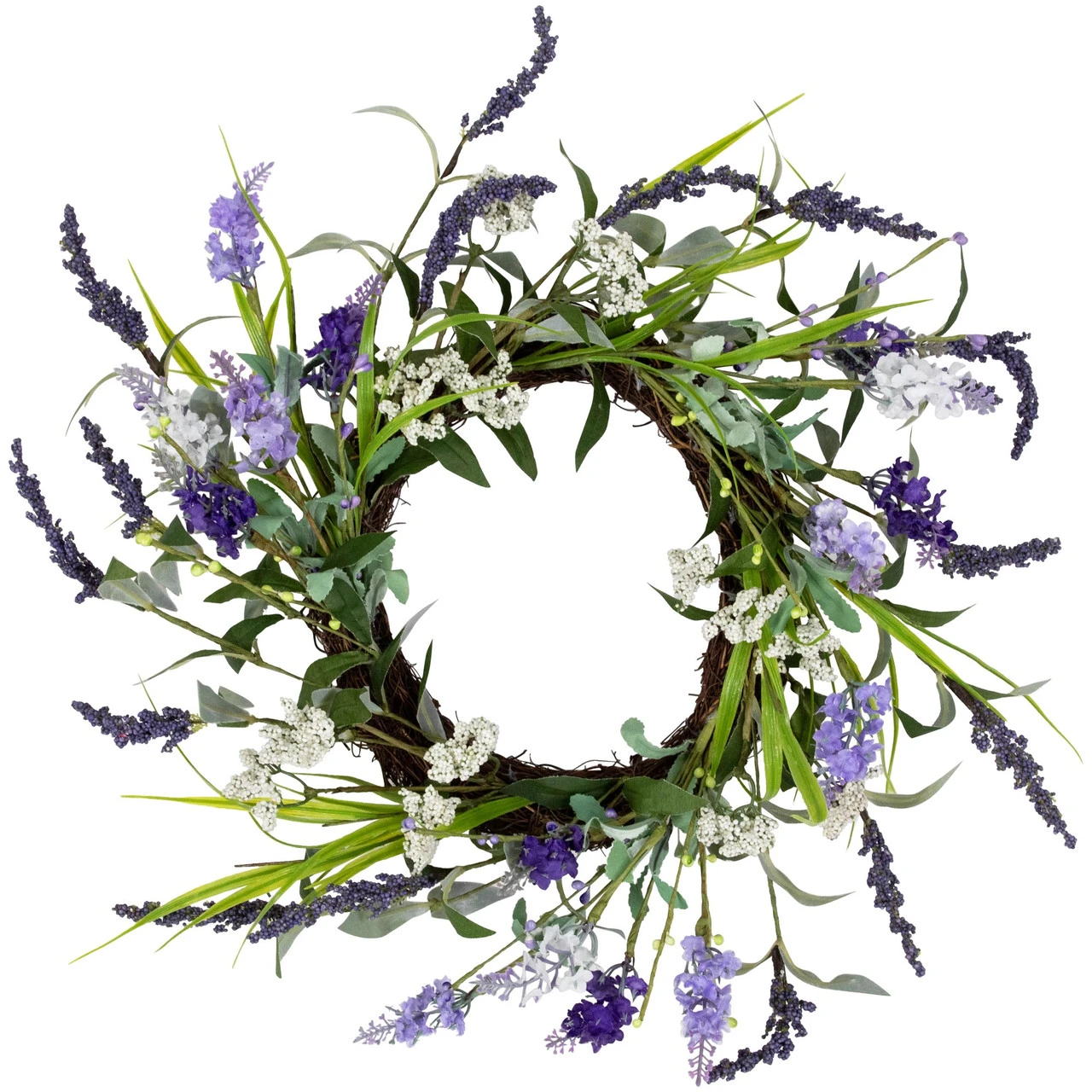 Green And Purple Twig Artificial Floral Wreath, 16-Inch - Unlit 3 Green And Purple Twig Artificial Floral Wreath, 16-Inch - Unlit