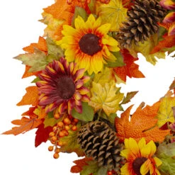 Sunflower And Pine Cone Artificial Thanksgiving Wreath - 24-Inch, Unlit -Optimal Christmas Shop northlight vm26529 1 79371.1667487591