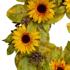 Yellow Sunflower And Pine Cone Artificial Fall Harvest Wreath - 24 Inch, Unlit 8 Yellow Sunflower And Pine Cone Artificial Fall Harvest Wreath - 24 Inch, Unlit -Optimal Christmas Shop northlight vm26530 1 09140.1667533443