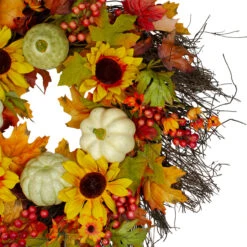 Sunflowers And Gourds Artificial Thanksgiving Wreath - 26-Inch, Unlit 8 Sunflowers And Gourds Artificial Thanksgiving Wreath - 26-Inch, Unlit -Optimal Christmas Shop northlight vm26536 2 75379.1667573675