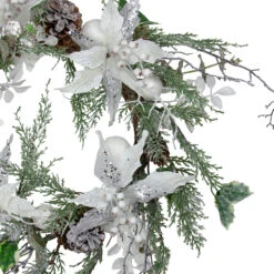 Iced White Poinsettia Artificial Christmas Wreath - 22 Inch, Unlit -Optimal Christmas Shop northlight vm26552 1 00264.1667491065