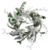 Iced White Poinsettia Artificial Christmas Wreath - 22 Inch, Unlit -Optimal Christmas Shop northlight vm26552 80226.1667491064