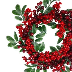 Red Berries And Two-Tone Green Leaves Artificial Christmas Wreath - 18-Inch, Unlit -Optimal Christmas Shop northlight vm37805 1 10669.1667488413