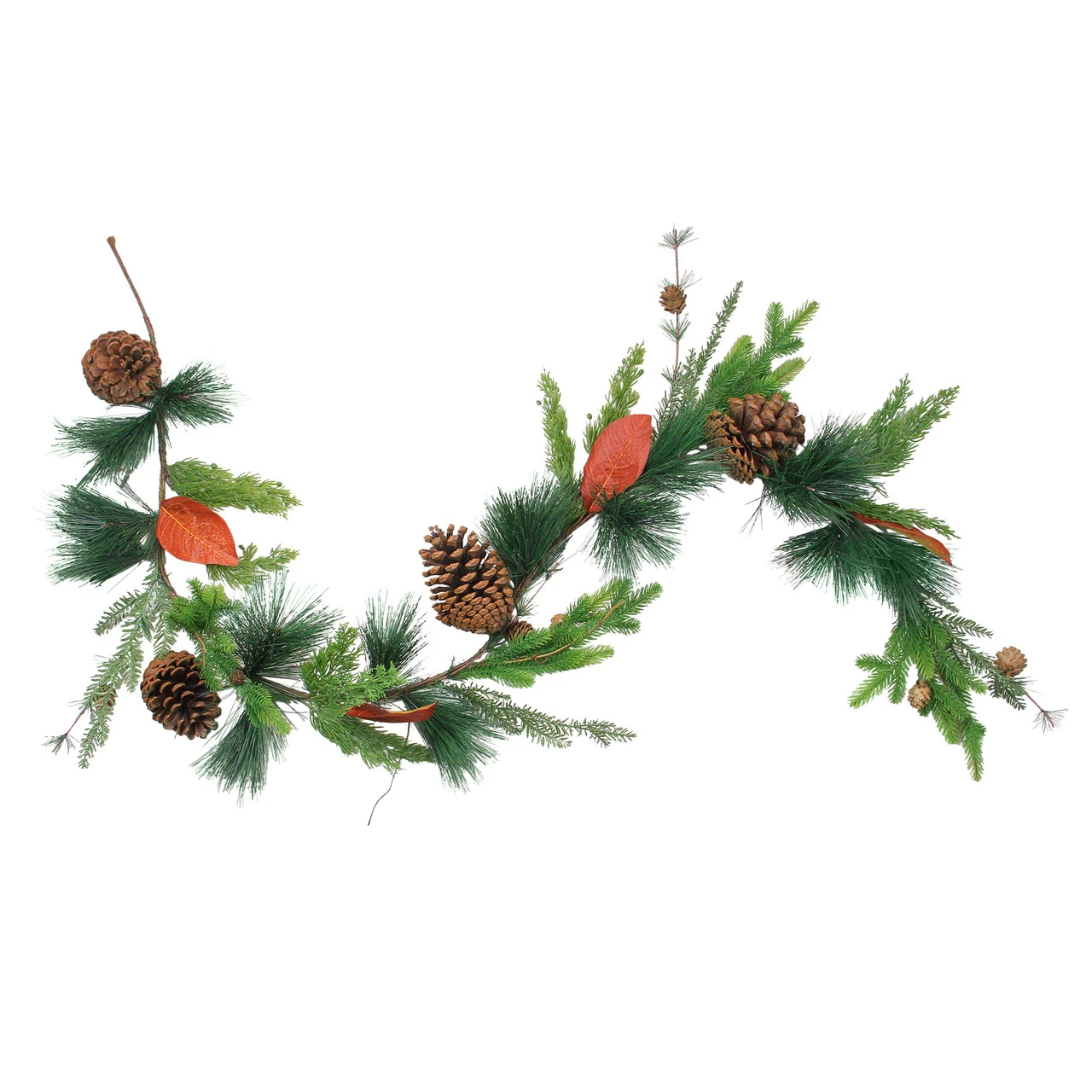5' X 5" Green And Brown Pine Cones Artificial Christmas Garland - Unlit 3 5' X 5" Green And Brown Pine Cones Artificial Christmas Garland - Unlit