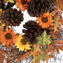 Sunflowers And Pine Cones Fall Artificial Thanksgiving Wreath, 24-Inch, Unlit -Optimal Christmas Shop northlight vm37817 2 77636.1678902208