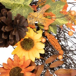 Sunflowers And Pine Cones Fall Artificial Thanksgiving Wreath, 24-Inch, Unlit -Optimal Christmas Shop northlight vm37817 3 19296.1678902208