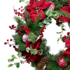 Poinsettias And Red Berries Artificial Christmas Wreath - 30-Inch, Unlit -Optimal Christmas Shop northlight vm89298 1 71222.1667491298