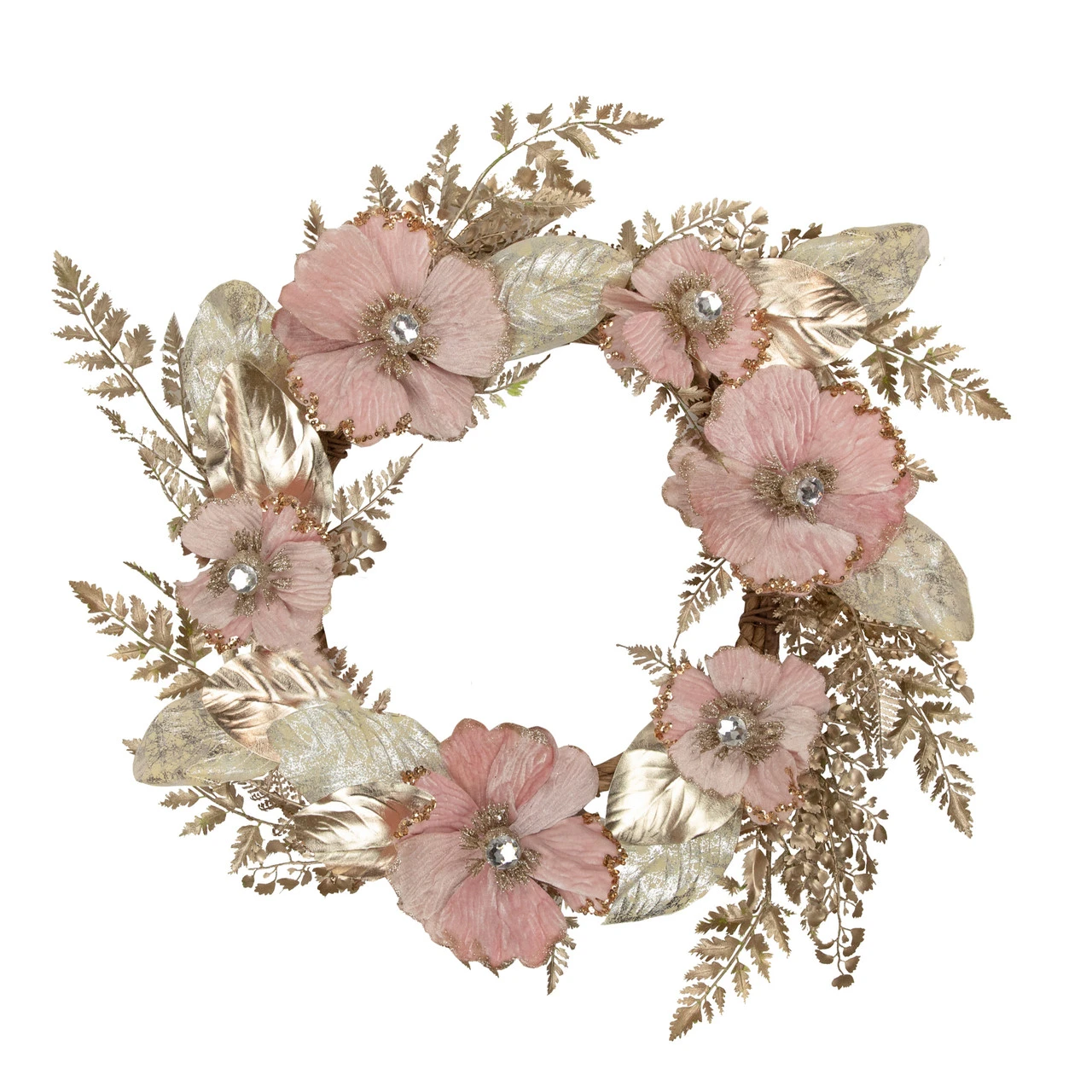Champange And Pink Flower Wreath, 24-Inch, Unlit 3 Champange And Pink Flower Wreath, 24-Inch, Unlit