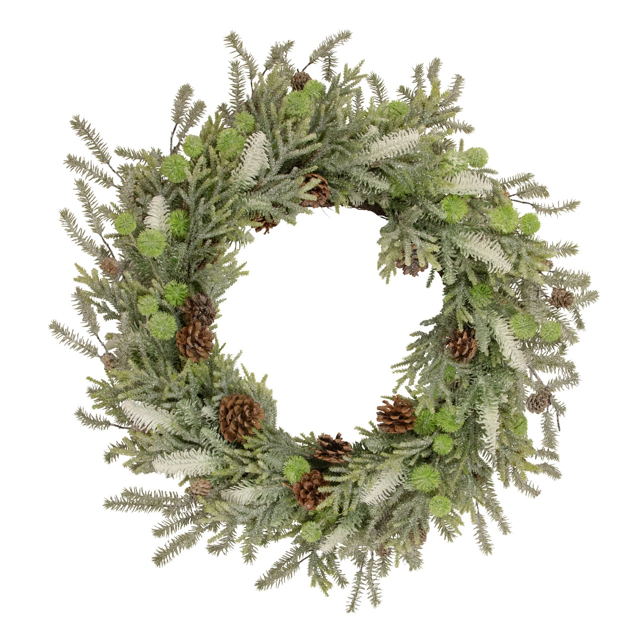 Frosted Pine And Pinecone Christmas Wreath, 30-Inch, Unlit 3 Frosted Pine And Pinecone Christmas Wreath, 30-Inch, Unlit