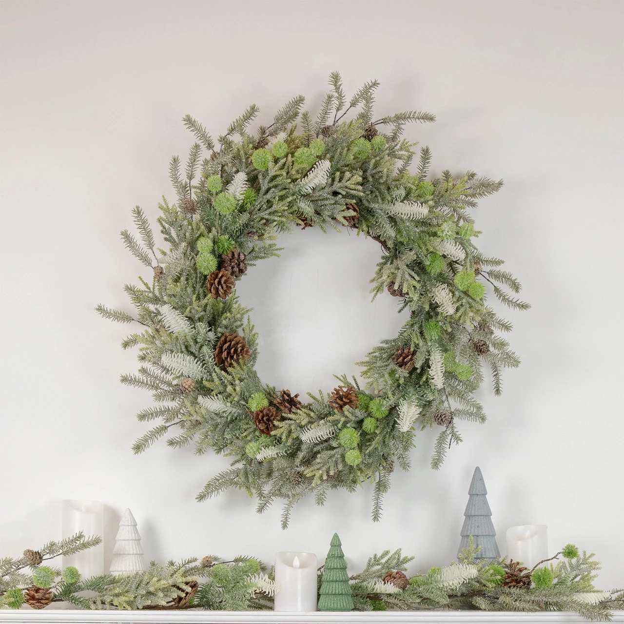 Frosted Pine And Pinecone Christmas Wreath, 30-Inch, Unlit 4 Frosted Pine And Pinecone Christmas Wreath, 30-Inch, Unlit - Image 2