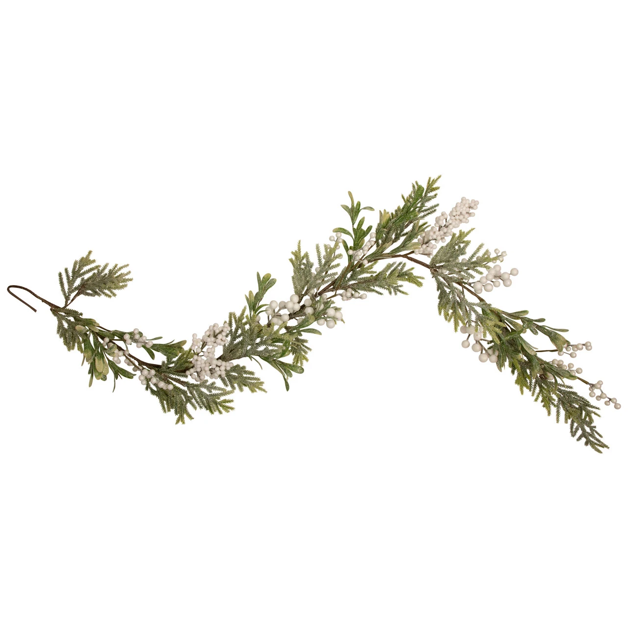 5' X 10" White Berry And Frosted Pine Christmas Garland, Unlit 3 5' X 10" White Berry And Frosted Pine Christmas Garland, Unlit