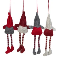 Set Of 4 Red And Gray Plush Gnome Christmas Ornaments 9" -Optimal Christmas Shop northlight wu86300 2 83464.1679692522