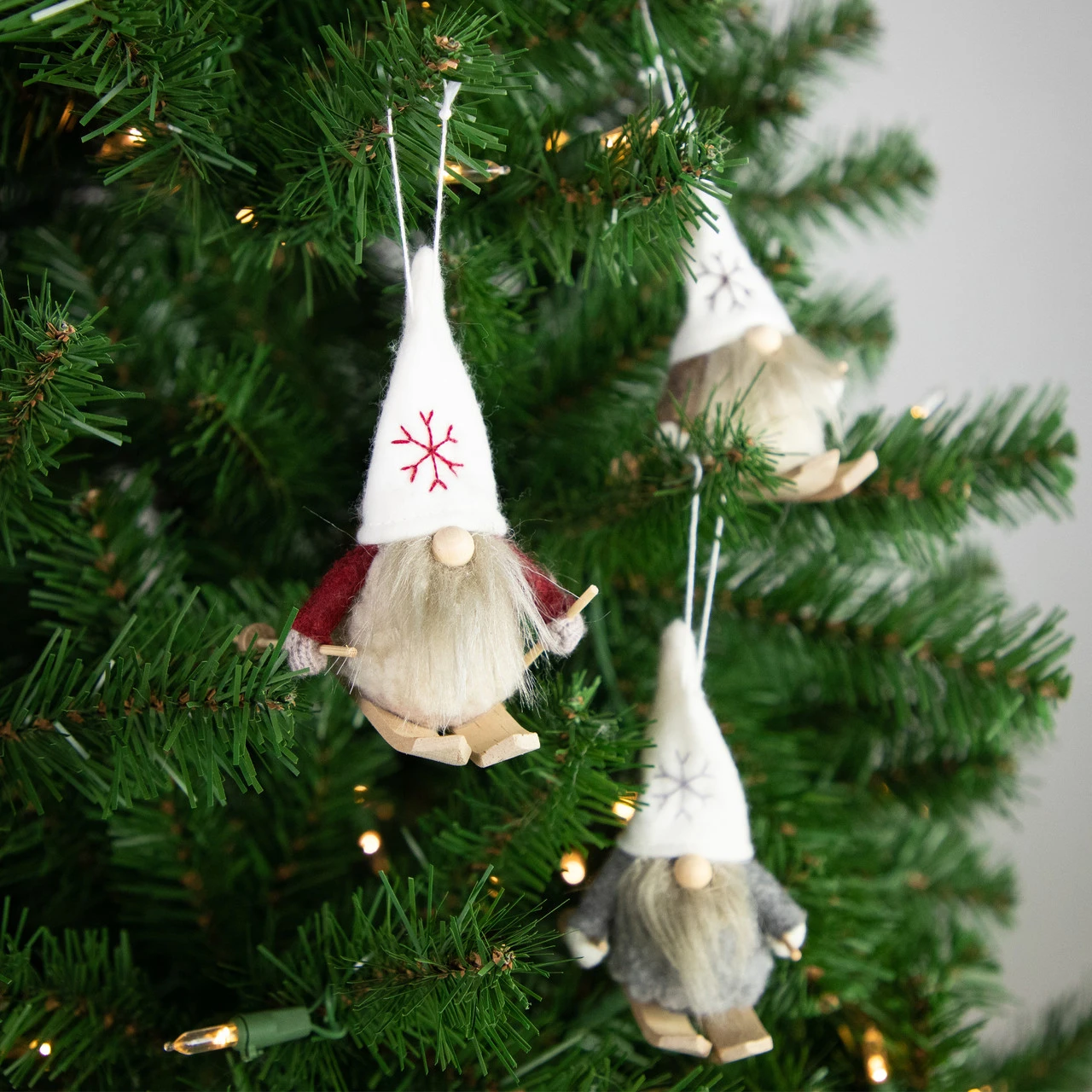Set Of 3 Skiing Gnomes Christmas Ornaments 4.5" 4 Set Of 3 Skiing Gnomes Christmas Ornaments 4.5" - Image 2