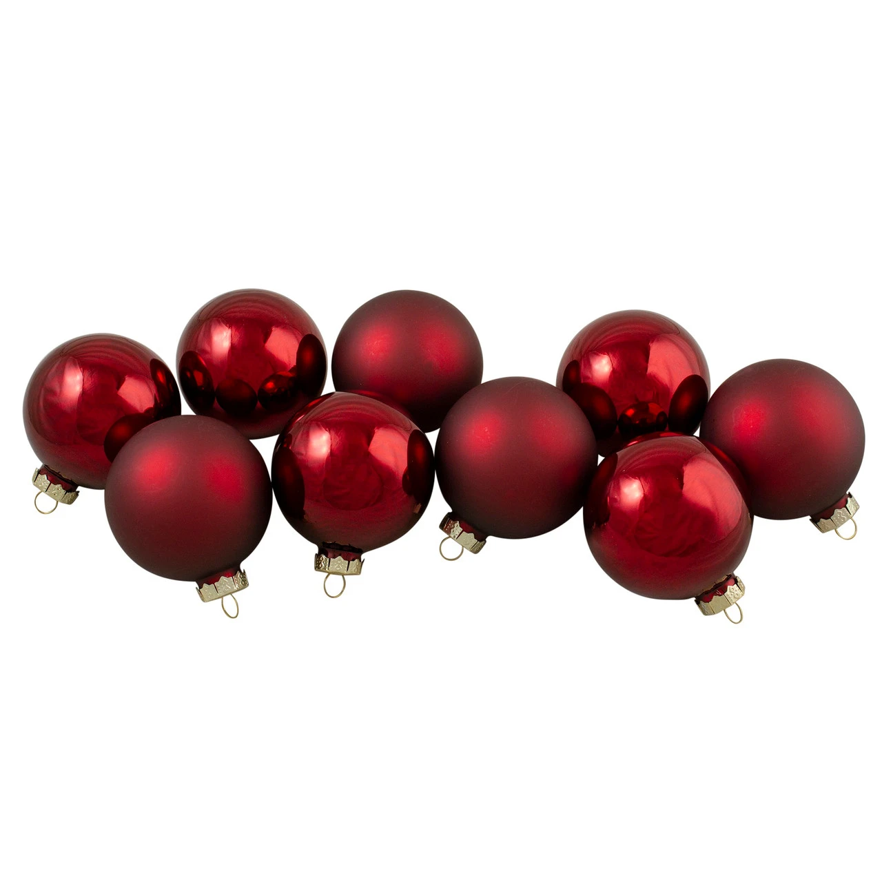 9ct Cherry Red Glass 2-Finish Christmas Ball Ornaments 2.5" (65mm) 5 9ct Cherry Red Glass 2-Finish Christmas Ball Ornaments 2.5" (65mm) - Image 3