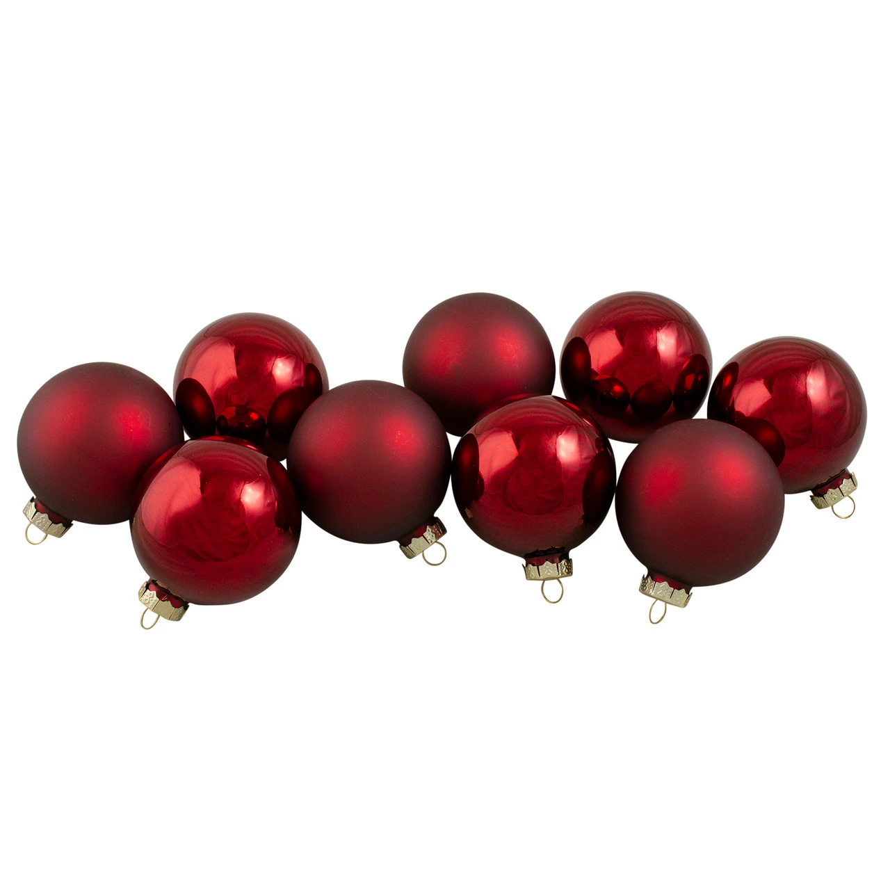 9ct Cherry Red Glass 2-Finish Christmas Ball Ornaments 2.5" (65mm) 3 9ct Cherry Red Glass 2-Finish Christmas Ball Ornaments 2.5" (65mm)